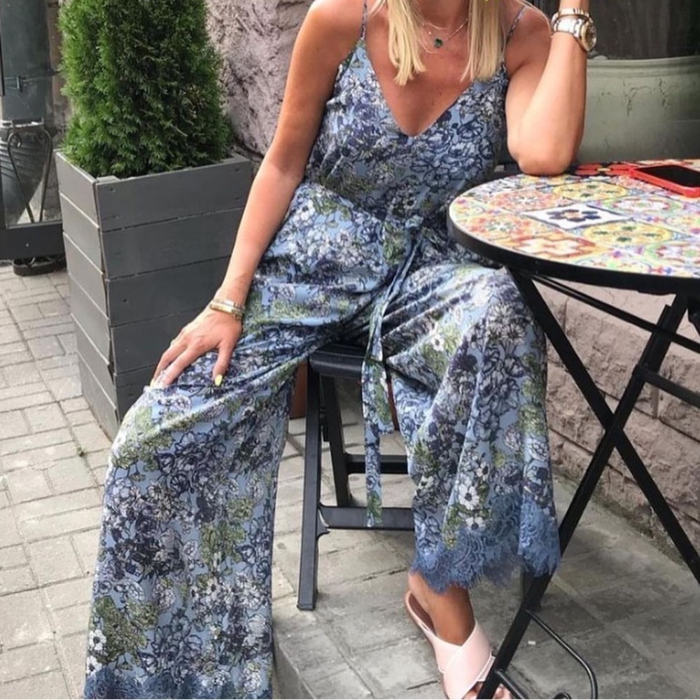 Gold Hawk Floral Silk Jumpsuit - Picture 2 of 13